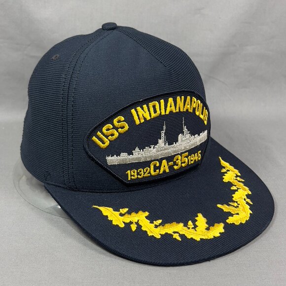 Vtg USS Indianapolis Snapback Hat Navy Battleship Military Scramble Eggs Mens - Picture 6 of 16